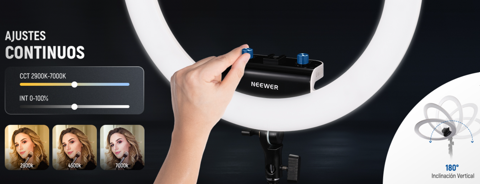 🔆 Neewer RP18B Pro – Aro de Luz Profesional 18" con Trípode, Control Remoto y APP Bluetooth