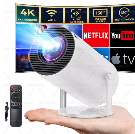 Proyector Portátil Hy300 4K Ultra HD 1080P Wifi 12000 Lúmenes Smart TV Color Blanco 127V Profesional
