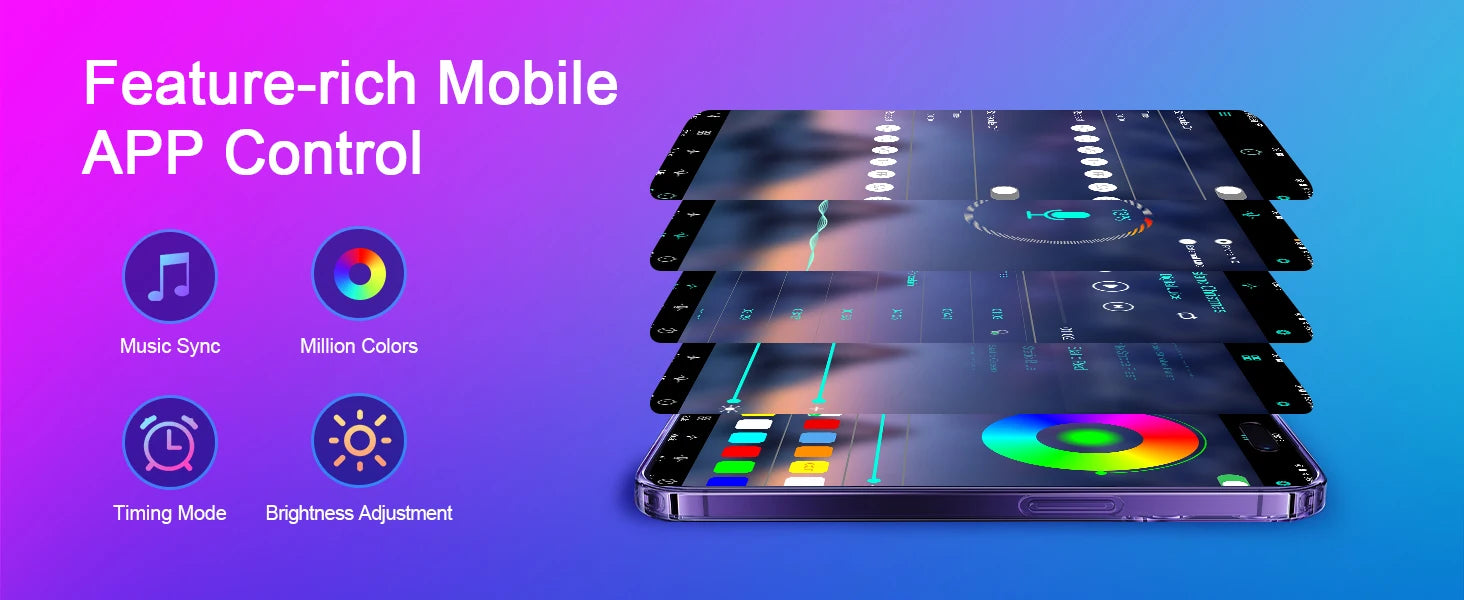 🎆 Iluminación LED para TV 3M a 10M – Control por App, Sincronización Musical y 16 Colores