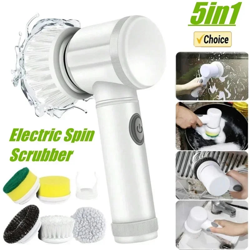 🧼 Cepillo Eléctrico de Limpieza 5 en 1 – Baños, Cocina y Más Sin Esfuerzo