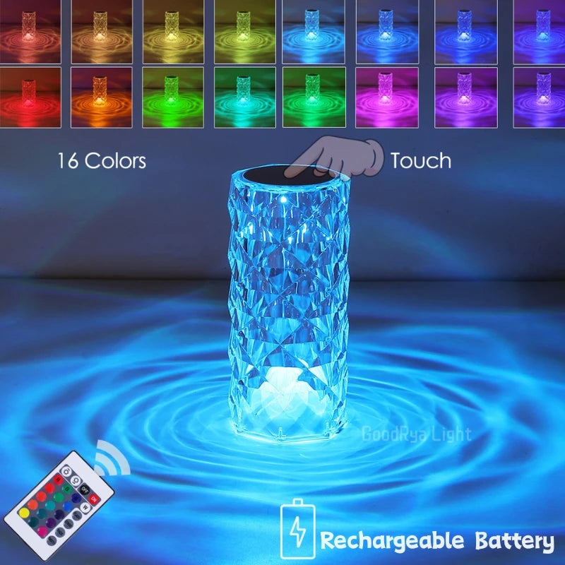 🌟 Lámpara de Cristal Diamante RGB – Toque Mágico de Luz para Tu Espacio