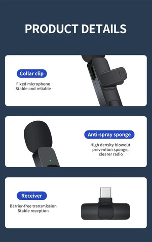 🎤Micrófono Inalámbrico BASIX Lavalier para iPhone y Android – Grabación Profesional sin Cables
