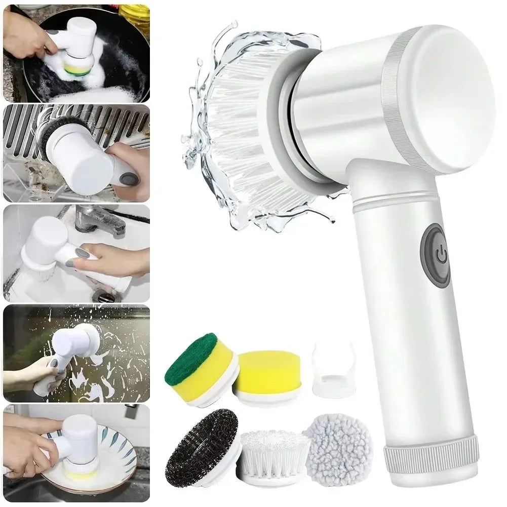 🧼 Cepillo Eléctrico de Limpieza 5 en 1 – Baños, Cocina y Más Sin Esfuerzo