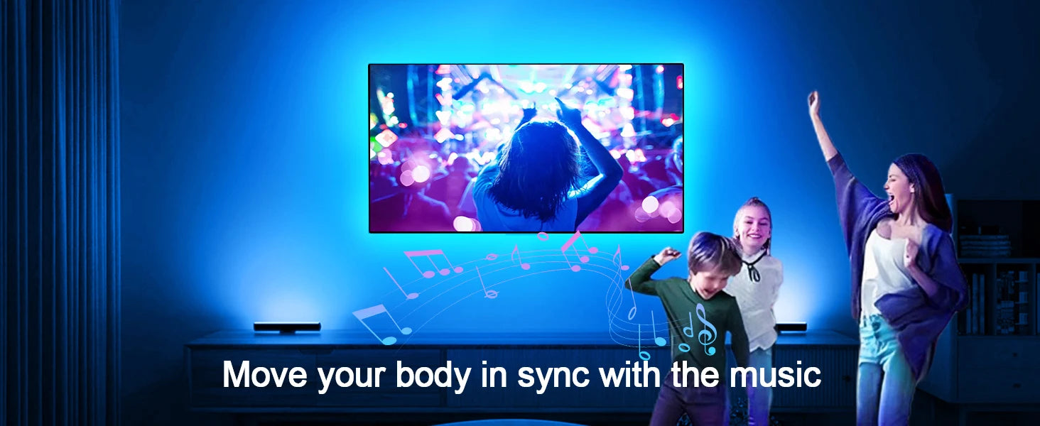 🎆 Iluminación LED para TV 3M a 10M – Control por App, Sincronización Musical y 16 Colores