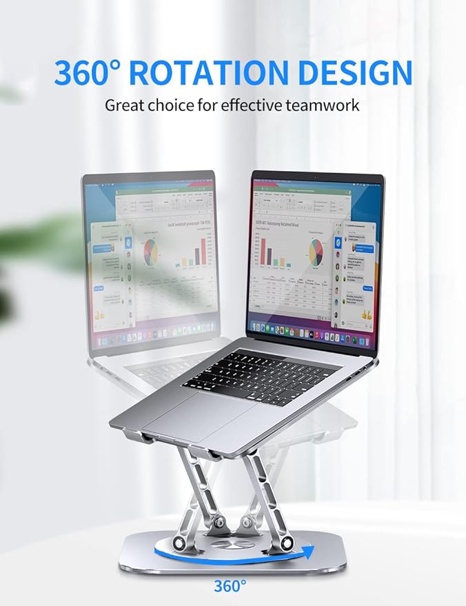 🧲 ¡Haz que tu Laptop Flote con Estilo! | Soporte Ergonómico AOEVI con Base Giratoria 360° – Compacto, Resistente y Ajustable