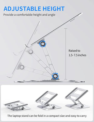 🧲 ¡Haz que tu Laptop Flote con Estilo! | Soporte Ergonómico AOEVI con Base Giratoria 360° – Compacto, Resistente y Ajustable