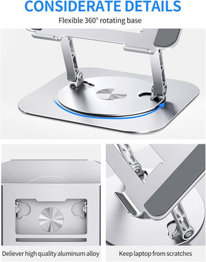 🧲 ¡Haz que tu Laptop Flote con Estilo! | Soporte Ergonómico AOEVI con Base Giratoria 360° – Compacto, Resistente y Ajustable