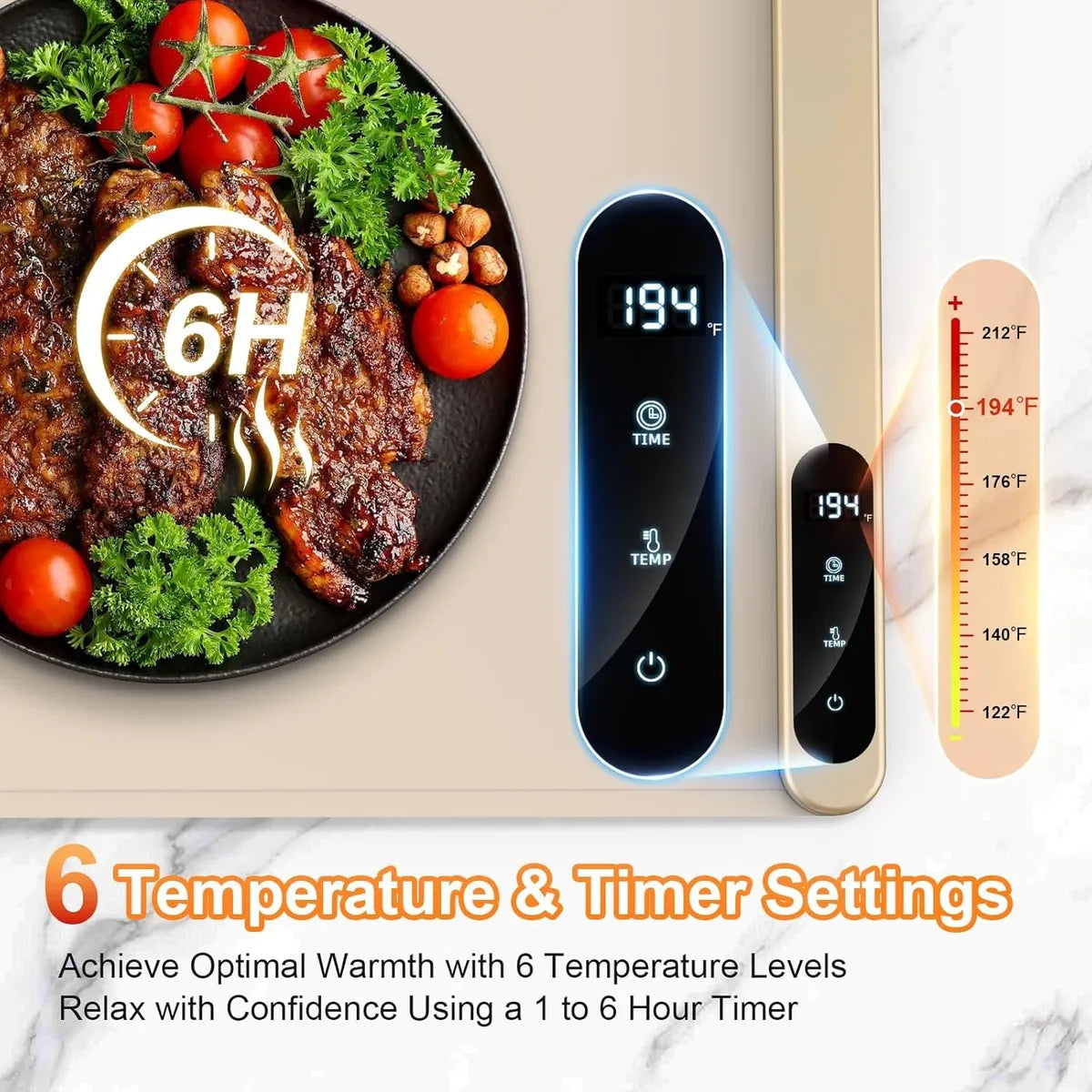🔥Bandeja De Calentamiento Eléctrica Tapete Con 6 Ajustes – ¡Tu Secreto para Platos Siempre Calientes! 🔥